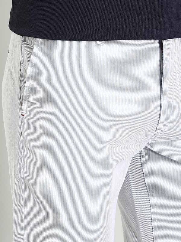 Indian Terrain Men's Slim Fit Striped Navy Trousers